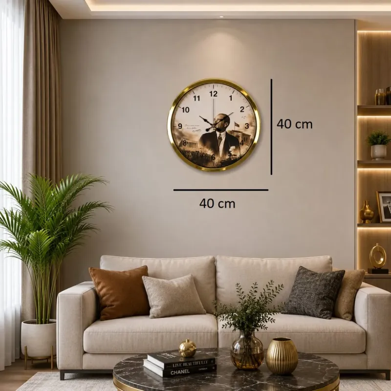 Gold Metal Duvar Saati 40 cm · Model 40112G