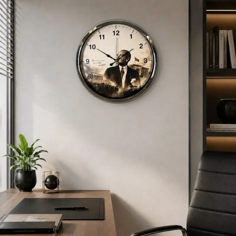 Krom Metal Duvar Saati 40 cm · Model 40112K