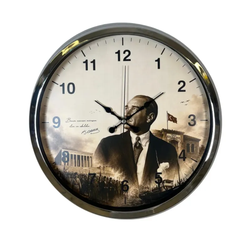 Krom Metal Duvar Saati 40 cm · Model 40112K
