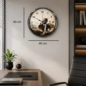Krom Metal Duvar Saati 40 cm · Model 40112K