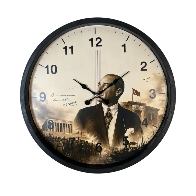 Siyah Plastik Duvar Saati 36 cm · Model PP-36112B