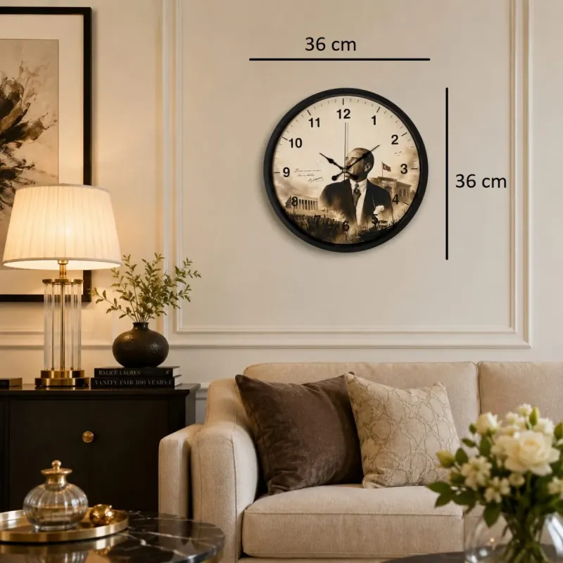 Siyah Plastik Duvar Saati 36 cm · Model PP-36112B