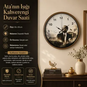 Kahverengi Plastik Duvar Saati 36 cm · Model PP-36112I