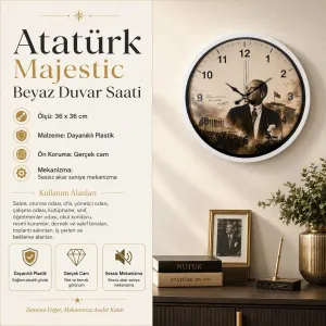 Beyaz Plastik Duvar Saati 36 cm · Model PP-36112W