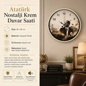 Krem Plastik Duvar Saati 36 cm · Model PP-36112X