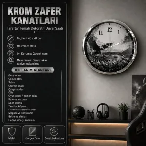 Krom Metal Duvar Saati 40 cm · Model 40127K