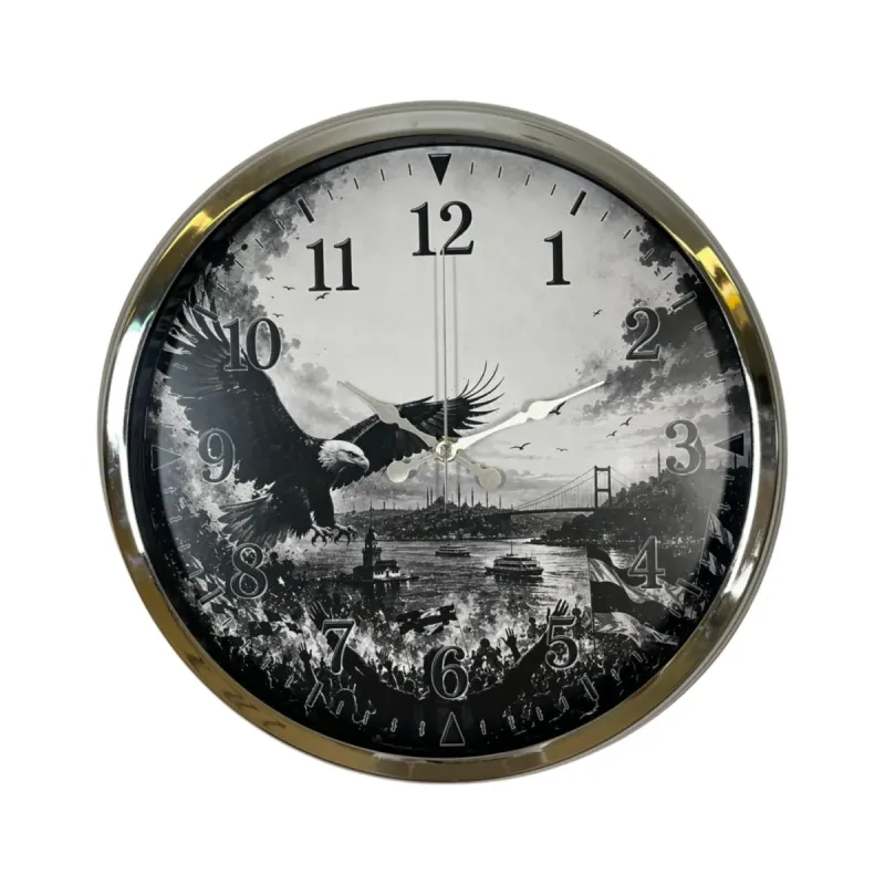 Krom Metal Duvar Saati 40 cm · Model 40127K