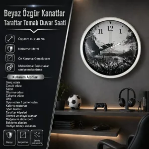 Beyaz Metal Duvar Saati 40 cm · Model 40127W