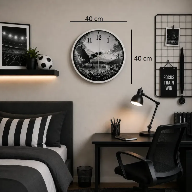 Beyaz Metal Duvar Saati 40 cm · Model 40127W