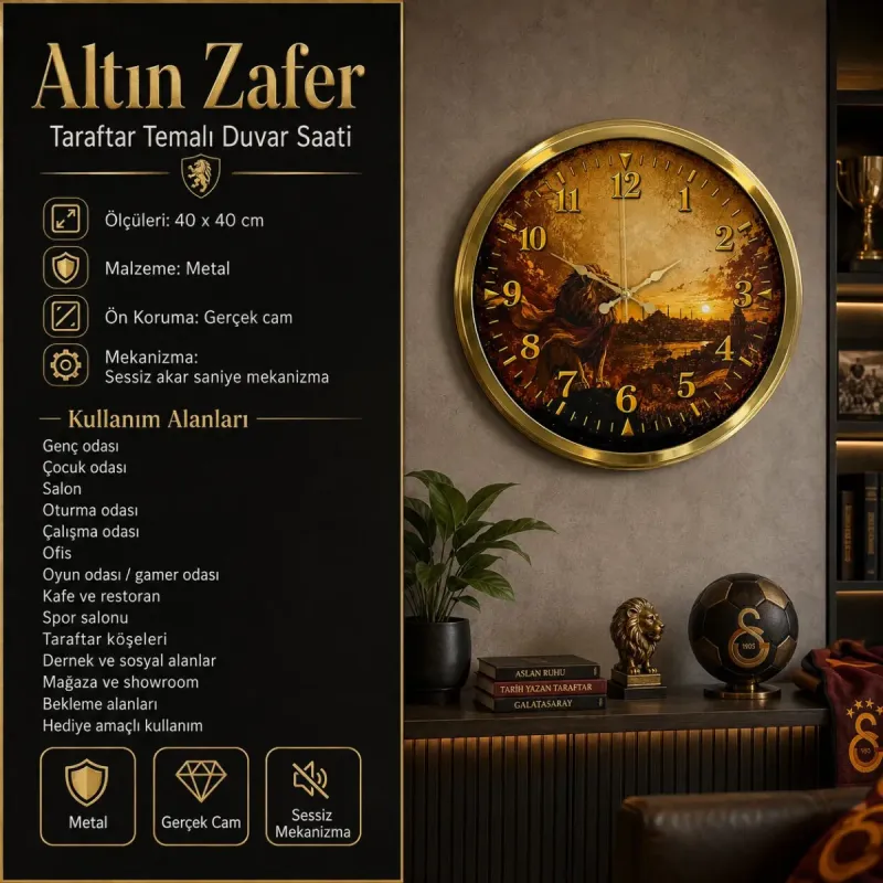 Gold Metal Duvar Saati 40 cm · Model 40128G