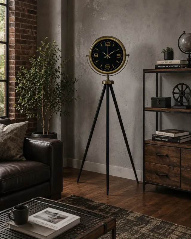 Eskitme Metal Ayaklı Tripod Saat 150 x 45 cm · Model AS-4044E
