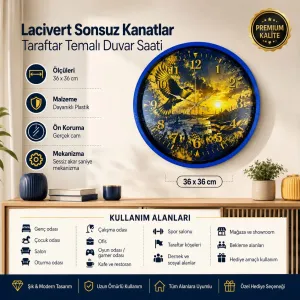 Lacivert Plastik Duvar Saati 36 cm · Model PP-36129V