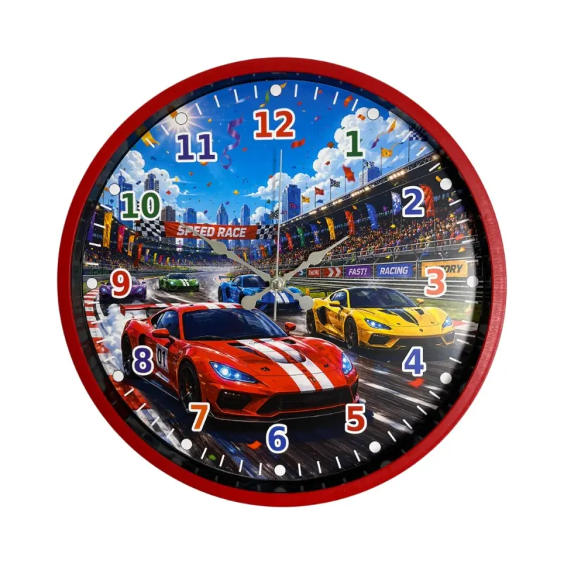 Çocuk Odası Kırmızı Plastik Duvar Saati 36 cm · Model PP-36131R