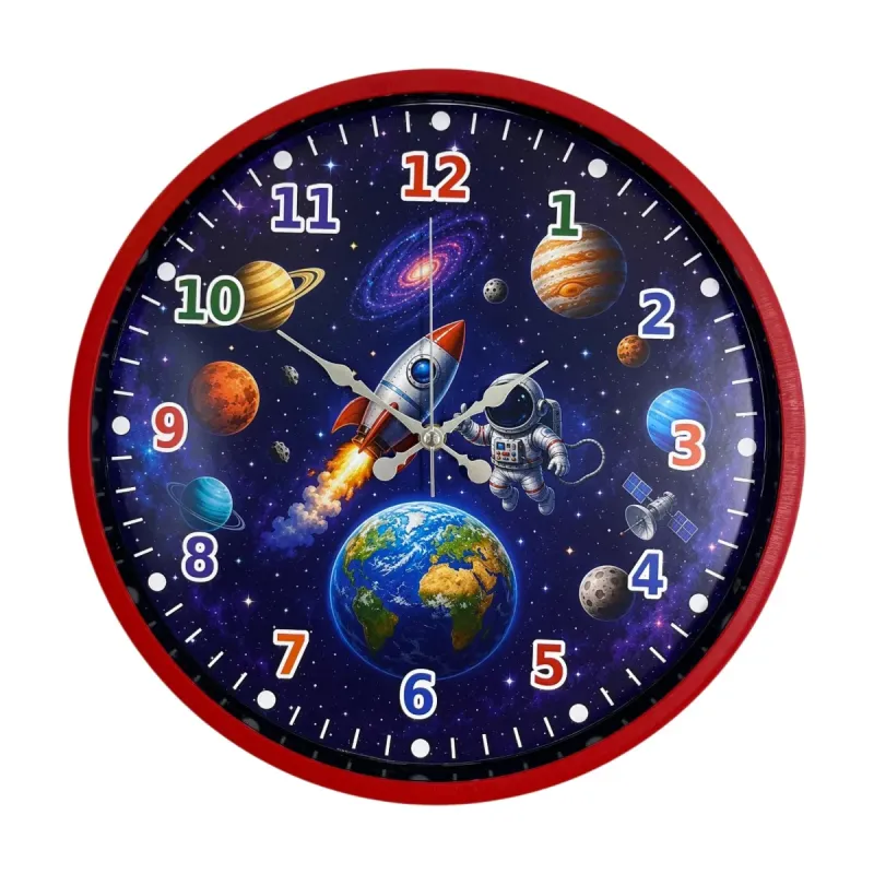 Çocuk Odası Kırmızı Plastik Duvar Saati 36 cm · Model PP-36133R