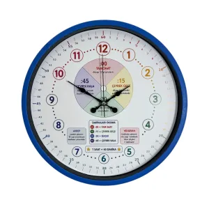 Çocuk Odası Mavi Plastik Duvar Saati 36 cm · Model PP-36130M