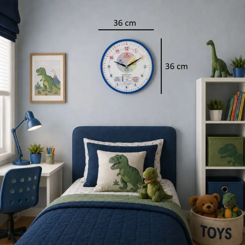 Çocuk Odası Mavi Plastik Duvar Saati 36 cm · Model PP-36130M