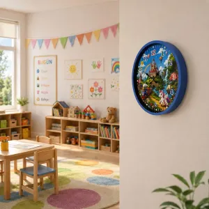 Çocuk Odası 3D Yapıştırmalı Mavi Plastik Duvar Saati 36 cm · Model PP-36132M