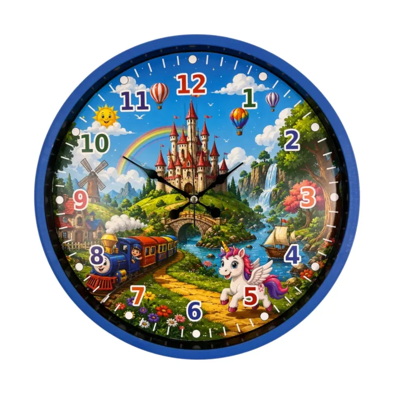 Çocuk Odası 3D Yapıştırmalı Mavi Plastik Duvar Saati 36 cm · Model PP-36132M