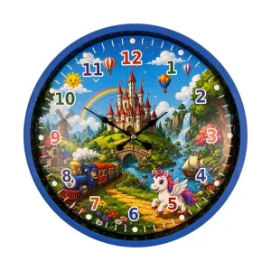 Çocuk Odası 3D Yapıştırmalı Mavi Plastik Duvar Saati 36 cm · Model PP-36132M