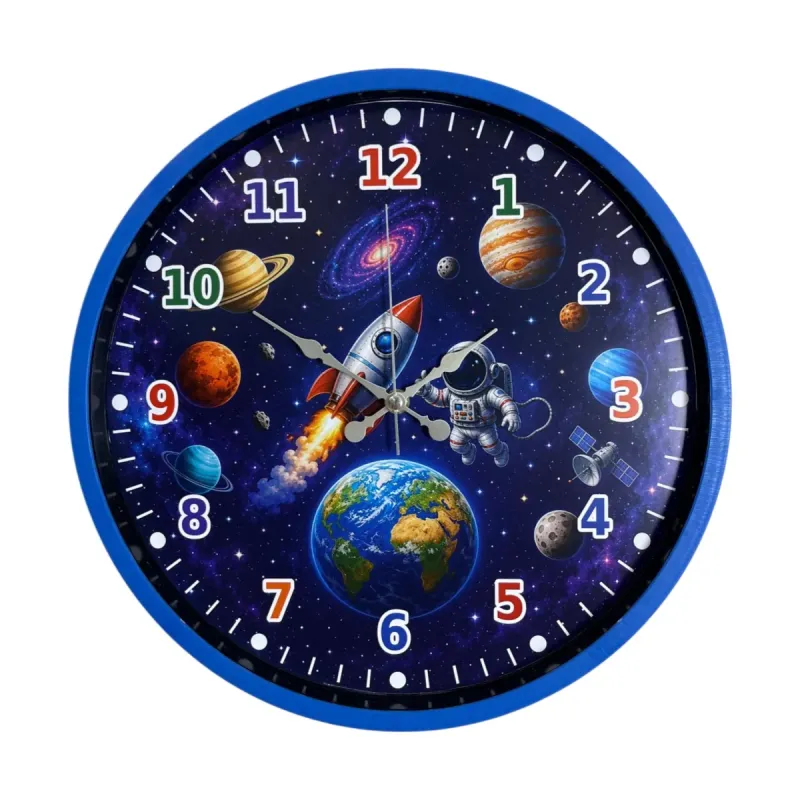 Çocuk Odası Mavi Plastik Duvar Saati 36 cm · Model PP-36133M