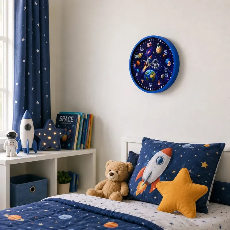 Çocuk Odası Mavi Plastik Duvar Saati 36 cm · Model PP-36133M