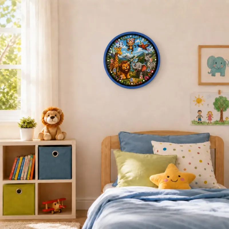 Çocuk Odası Mavi Plastik Duvar Saati 36 cm · Model PP-36134M