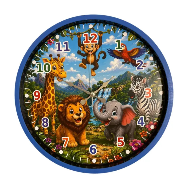 Çocuk Odası Mavi Plastik Duvar Saati 36 cm · Model PP-36134M