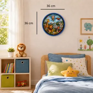 Çocuk Odası Mavi Plastik Duvar Saati 36 cm · Model PP-36134M