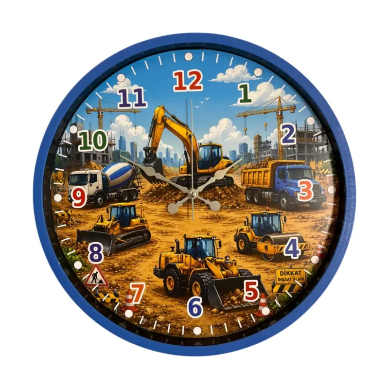Çocuk Odası Mavi Plastik Duvar Saati 36 cm · Model PP-36137M