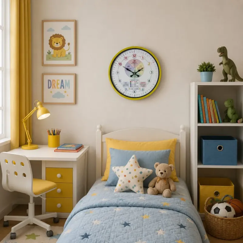 Çocuk Odası Sarı Plastik Duvar Saati 36 cm · Model PP-36130Y