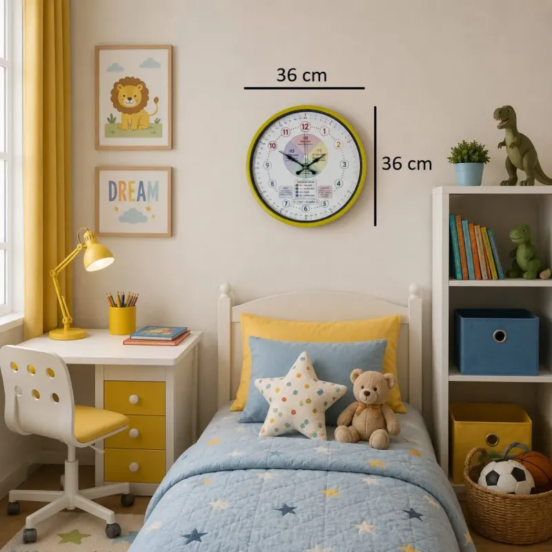 Çocuk Odası Sarı Plastik Duvar Saati 36 cm · Model PP-36130Y