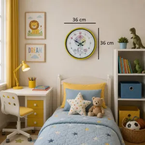 Çocuk Odası Sarı Plastik Duvar Saati 36 cm · Model PP-36130Y