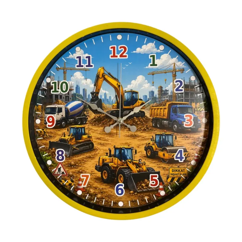 Çocuk Odası Sarı Plastik Duvar Saati 36 cm · Model PP-36137Y