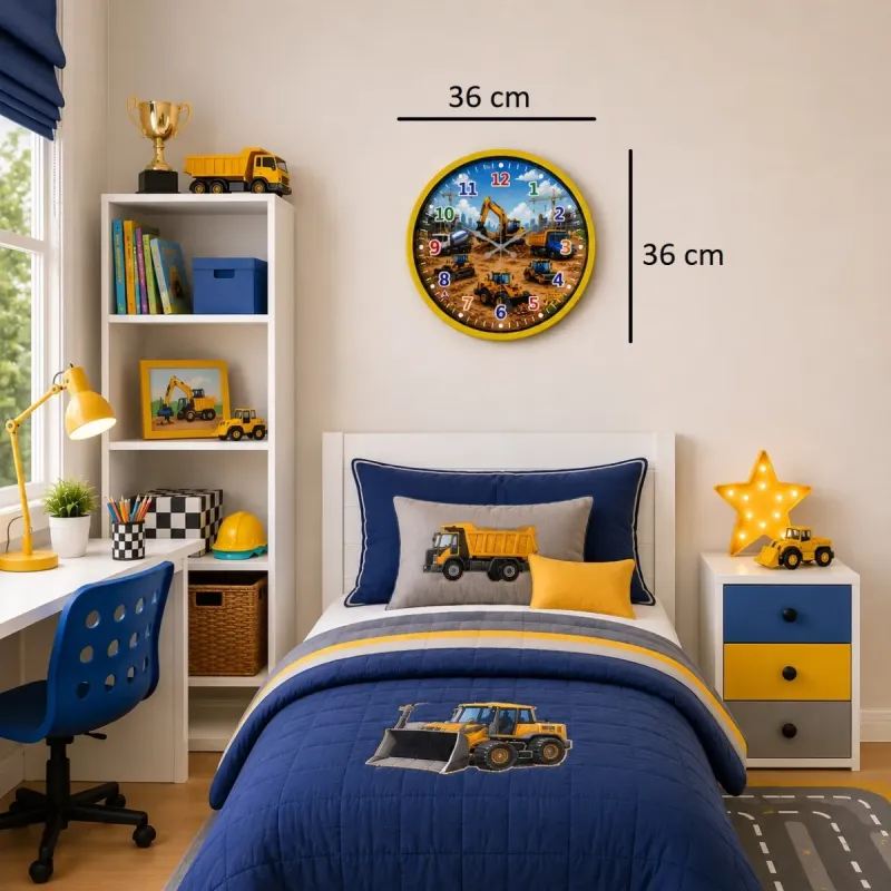 Çocuk Odası Sarı Plastik Duvar Saati 36 cm · Model PP-36137Y