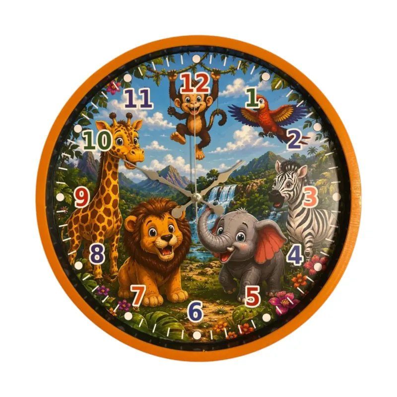 Çocuk Odası Turuncu Plastik Duvar Saati 36 cm · Model PP-36134O