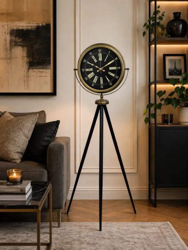 Eskitme Metal Ayaklı Tripod Saat 150 x 45 cm · Model AS-4058E