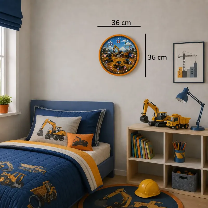 Çocuk Odası Turuncu Plastik Duvar Saati 36 cm · Model PP-36137O