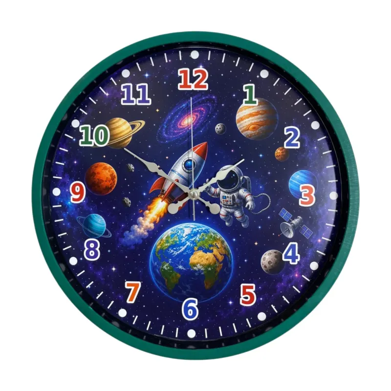 Çocuk Odası Yeşil Plastik Duvar Saati 36 cm · Model PP-36133L