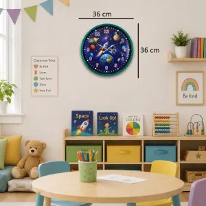 Çocuk Odası Yeşil Plastik Duvar Saati 36 cm · Model PP-36133L