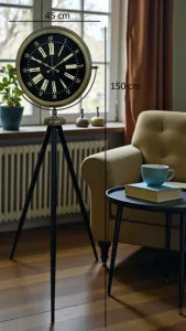 Eskitme Metal Ayaklı Tripod Saat 150 x 45 cm · Model AS-4058E