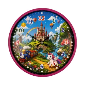 Çocuk Odası Pembe Plastik Duvar Saati 36 cm · Model PP-36132P