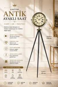 Eskitme Metal Ayaklı Tripod Saat 150 x 45 cm · Model AS-4065E