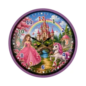 Çocuk Odası 3D Yapıştırmalı Mor Plastik Duvar Saati 36 cm · Model PP-36135Z
