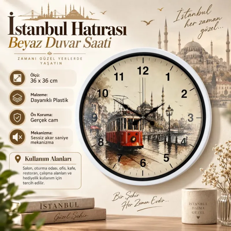 Beyaz Plastik Duvar Saati 36 cm · Model PP-36101W