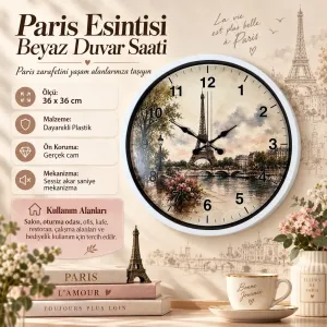 Beyaz Plastik Duvar Saati 36 cm · Model PP-36104W