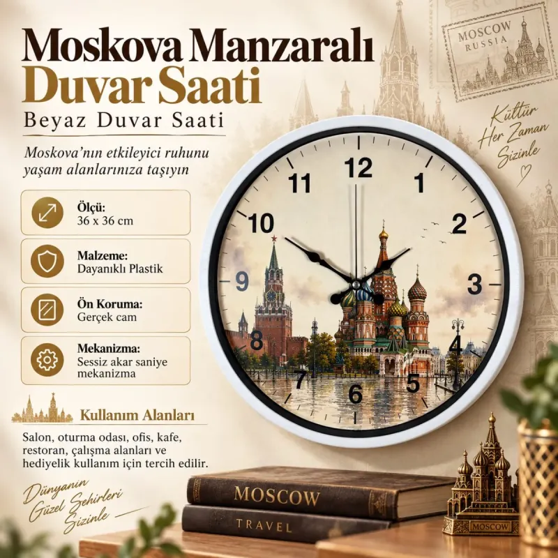 Beyaz Plastik Duvar Saati 36 cm · Model PP-36110W