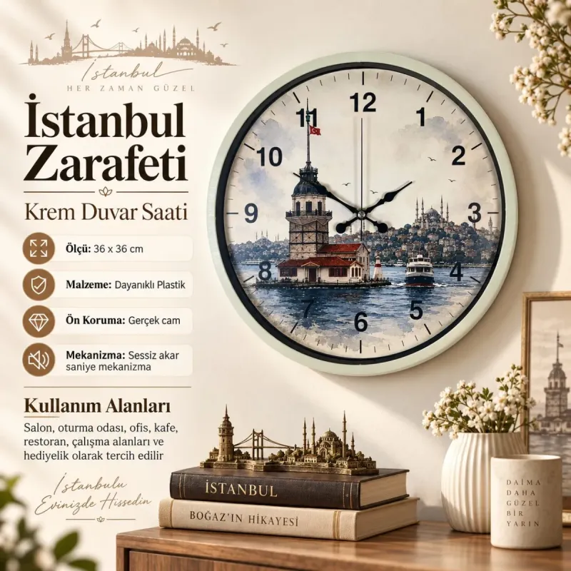 Krem Plastik Duvar Saati 36 cm · Model PP-36102X