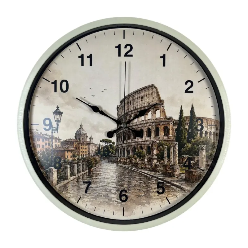 Roma Rakamlı Krem Plastik Duvar Saati 36 cm · Model PP-36106X