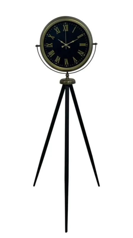 Roma Rakamlı Retro Görünümlü Eskitme Metal Ayaklı Tripod Saat 150 x 45 cm · Model AS-4073E