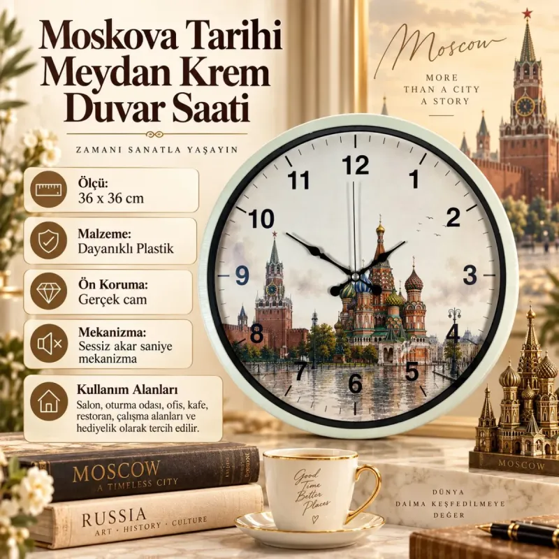 Krem Plastik Duvar Saati 36 cm · Model PP-36110X